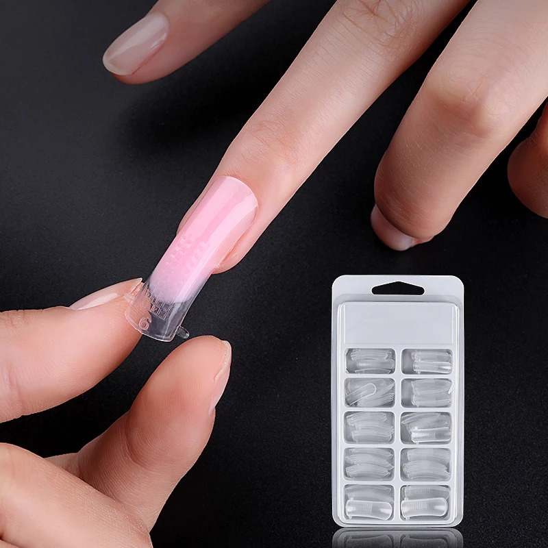 100pcs False Nails Quick Poly Gel Builder Mold Form Finger Extension UV Tips Clip Manicure Polygel