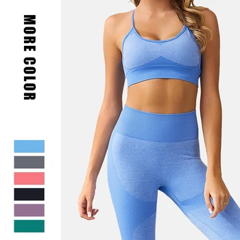 

JETU Seamless Yoa Set Fitness Clothing Sportswear High Waist Women Gym Leggings Tights Padded Push-up Bra 2 Pcs Sports Suits