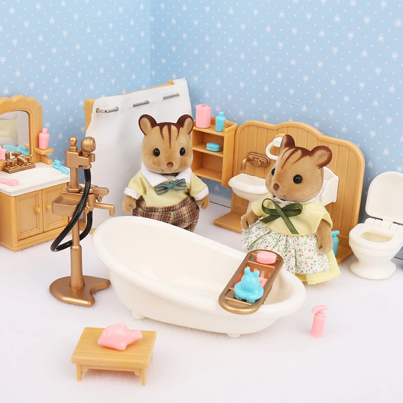 New Style Miniature Forest Family Villa 1/12 Furniture Set Toy Forest Animal Family Mini Bedroom Living Room Furniture Set 6