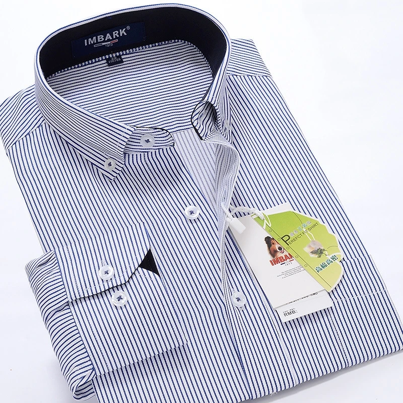Loose Shirt Clothing Striped Long-Sleeved Business Party Wedding Elegant Mens Casual