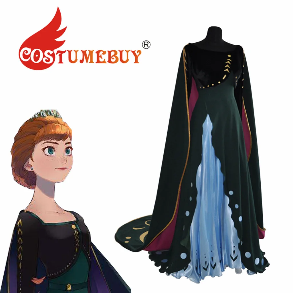 CostumeBuy Queeen Анна Косплей Костюм Платье Снежная королева Анна бархатное пальто платье костюм L920