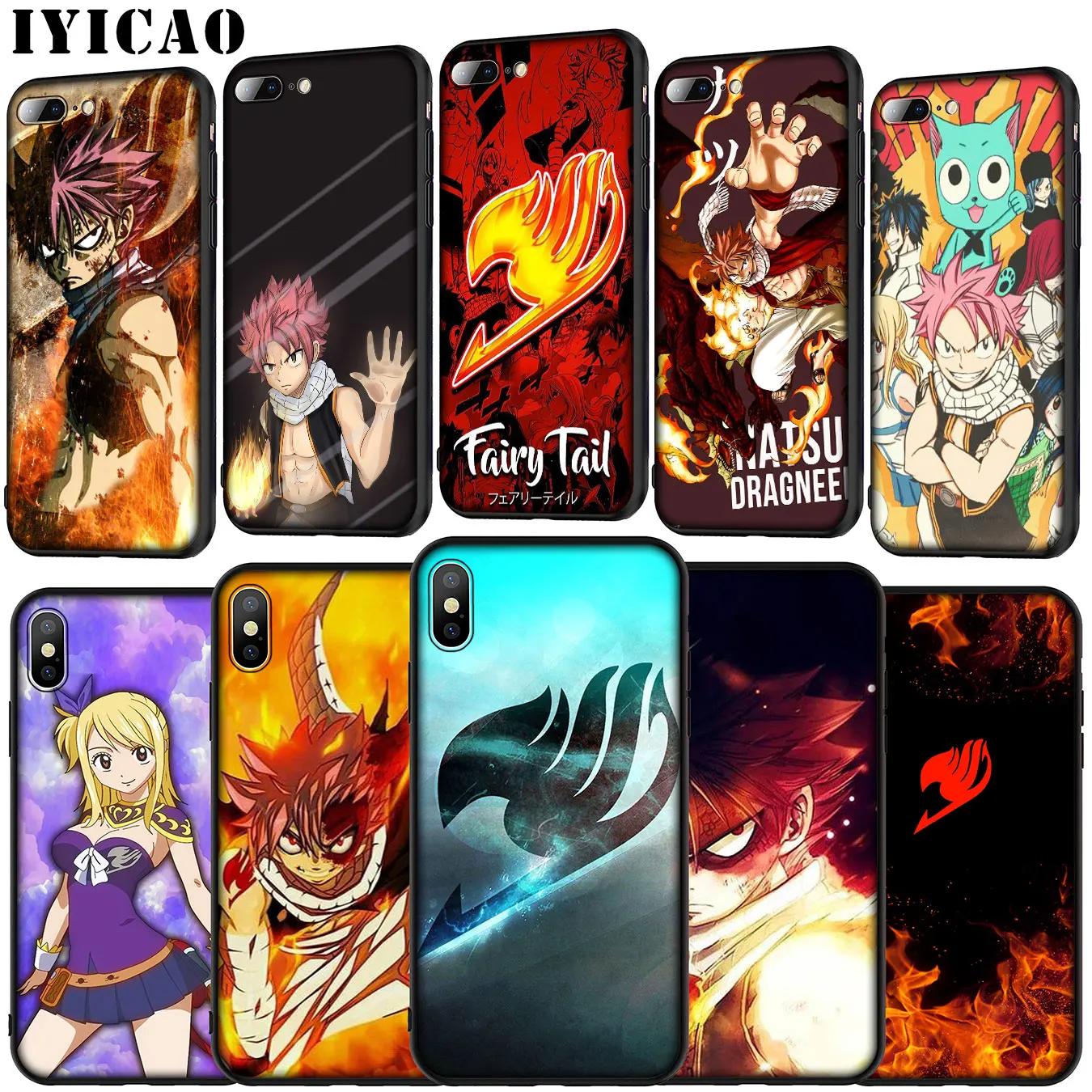 IYICAO fairy tail Anime Soft Silicone Cover Case for iPhone 11 Pro XR X XS Max 6 6S 7 8 Plus 5 5S SE Black TPU Phone |