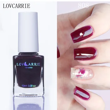

LOVCARRIE Wine Red Nail Polish Regular Nail Lacquer Fall Winter Color Varnish Air Dry Normal Nailpolish 12ML Healthy Paint Art