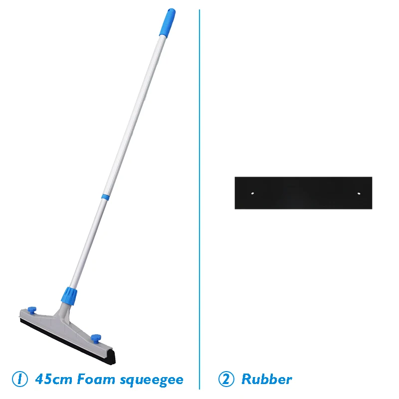 Пластиковый скребок для пола с поворотным полюсом 45 см-75 см, щетка для чистки пола, резиновый скребок, очиститель пола для окон, ванной комнаты, кухни - Цвет: A set