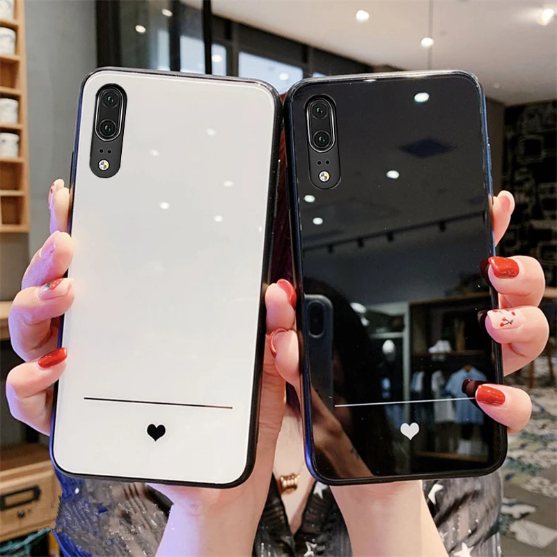 

For Samsung Galaxy M60S M80S Note 10 Lite Case Simple Slim Heart Hard Glass back soft silicone Cover For Samsung m30s s10 lite