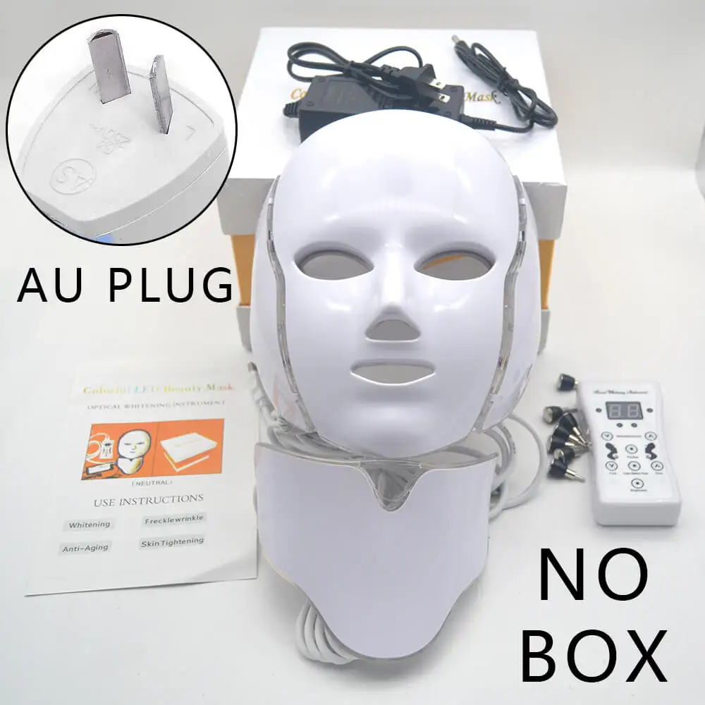 7 цветов светильник светодиодный маска для лица с омоложением кожи шеи против акне морщин салонный домашний спа-салон инструмент - Цвет: AU PLUG NO BOX