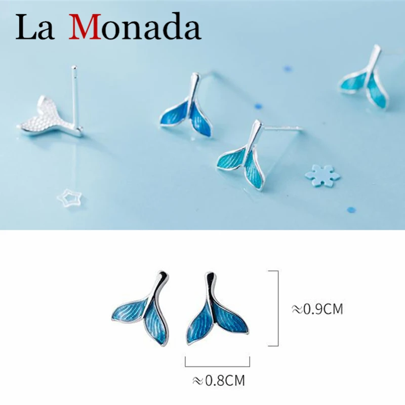 Простые Романтические серьги-гвоздики в форме рыбьего хвоста, 925 пробы, серебряные серьги-гвоздики для женщин, подарок для женщин