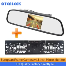 4.3 Inch LCD Car Monitor RU European License Plate Frame Rear View Camera IR Light Reverse Camera Rearview Mirror Monitor