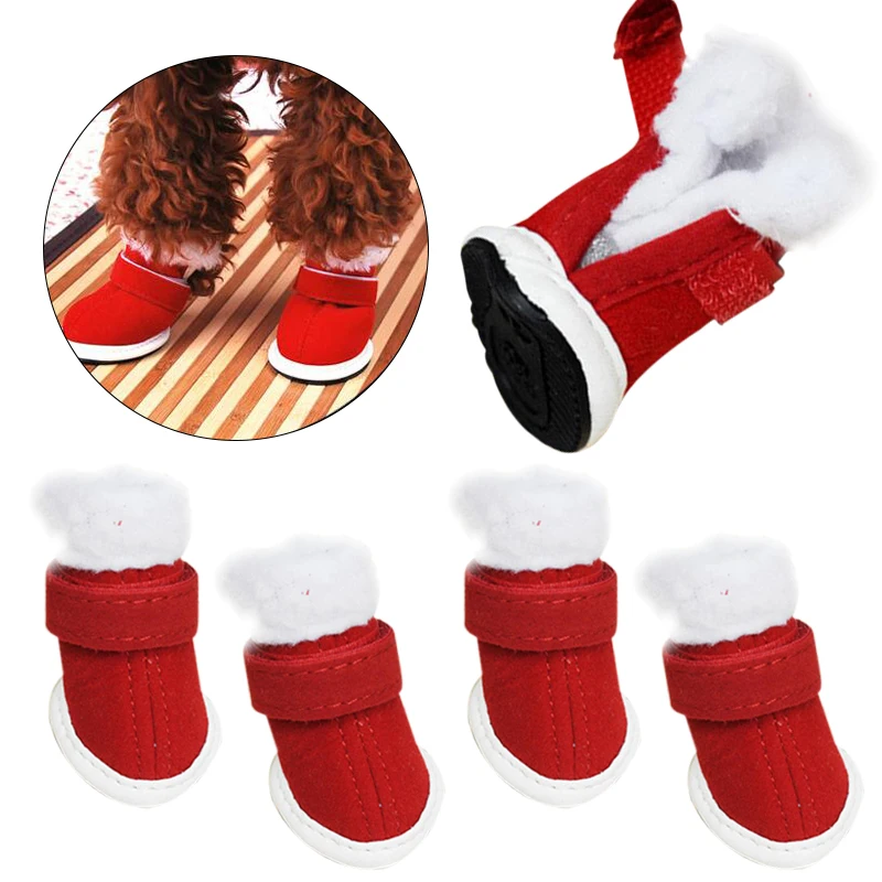 Рождественские ботинки для домашних собак на резиновой подошве с высоким каблуком; красный цвет; разные размеры; рождественские аксессуары; праздничный декор для улицы
