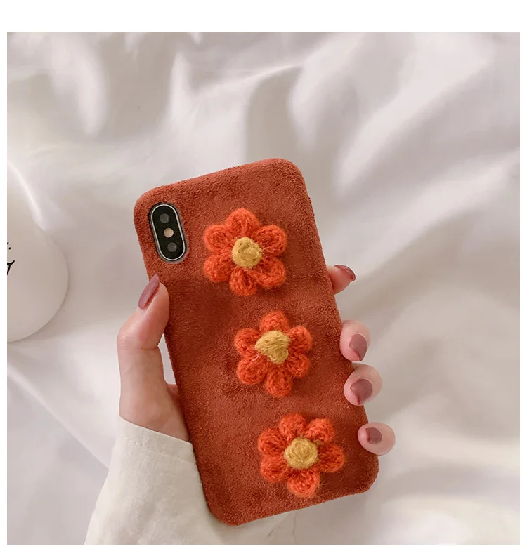 GlamPhoneCase Плюшевый цветок из текстиля чехол для телефона iPhone11Pro/Max X XS Max/чехол для iPhone11 7 8 6 6s Plus