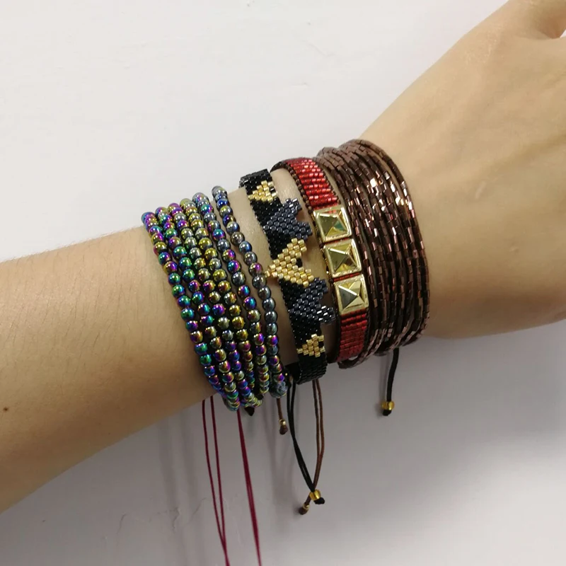 SHINUS BOHO Delica бусины браслеты MIYUKI Joyeria браслет для женщин многослойный с кисточкой ювелирные изделия браслет дружбы
