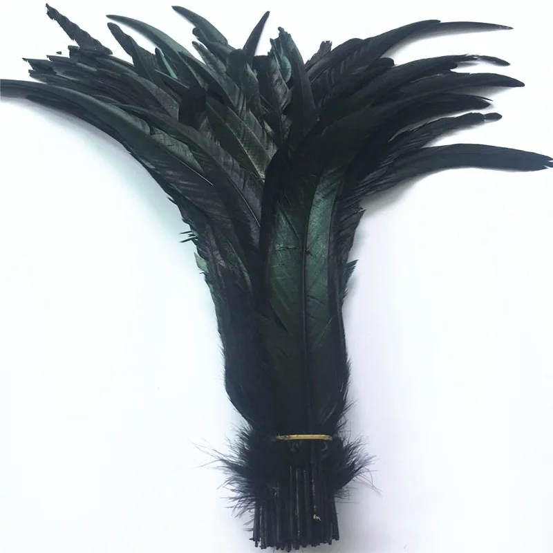 BLACK IRIDESCENT COQUE ROOSTER TAILS CRAFT FEATHER 10"-12"L 25 