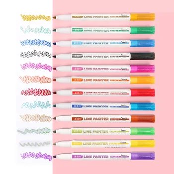 

8 12pcs/set Double Lines Pen Contour Color Art Pens Markers Pen Outline Pen Highlighter Scrapbooking Graffiti Painting Supplies