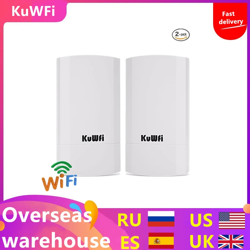 KuWFi Беспроводной ретранслятор 300 Мбит / с Открытый мост Wi Fi маршрутизатор 1 км P2P