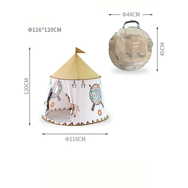 Play Tent Portable Foldable Tipi Prince Folding Tent Children Boy Cubby Play House Kids Gifts Outdoor Toy Tents Castle  Teepee 6