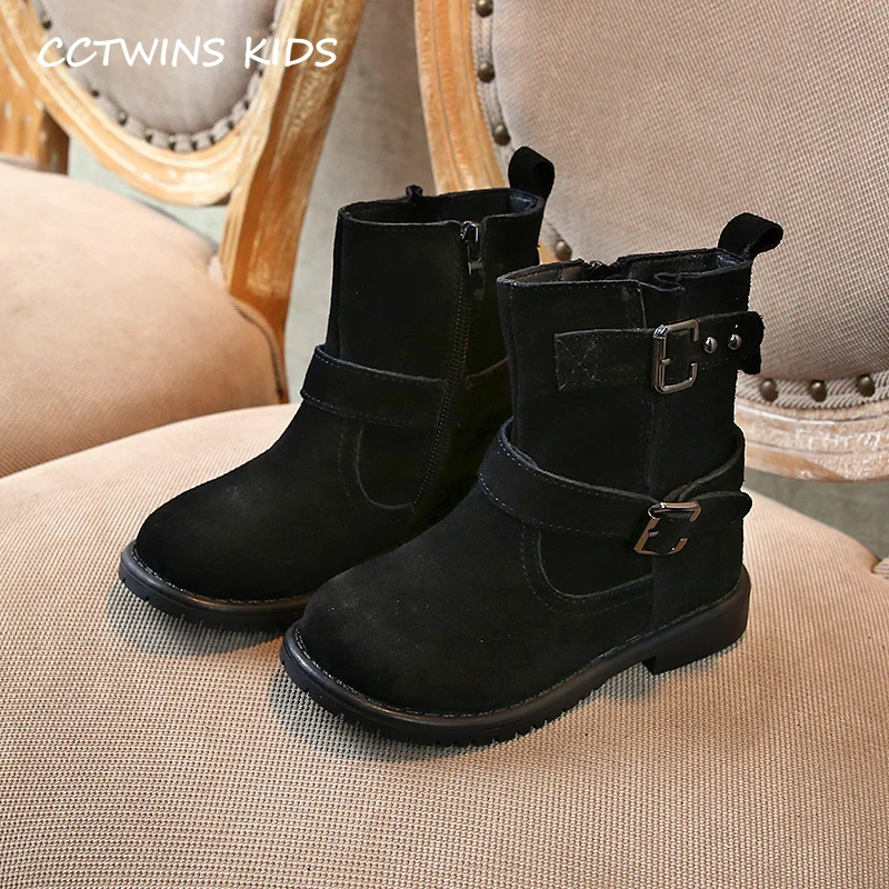 CCTWINS/детская обувь; коллекция года; Зимние Модные модельные ботинки для девочек; повседневные ботинки в британском стиле для мальчиков; детская черная обувь из флока для малышей; FB1680
