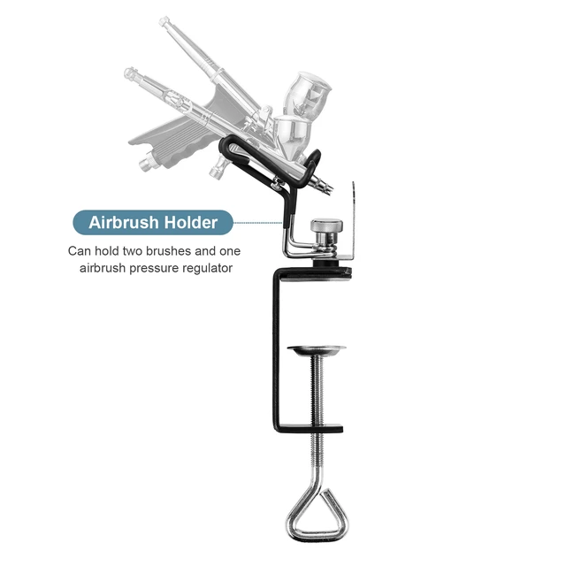 Universal Airbrush Holder Stand Airbrush Cleaning Tool Two-Brush Holder  Clamp-on Table Stand with Universal Spray Out Pot Set - AliExpress