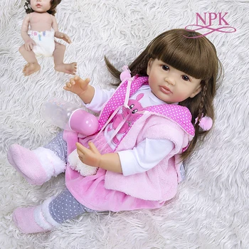 

NPK 55CM Full body bebe doll silicone reborn toddler girl doll ifelike real soft touch bath toy Anatomically Correct