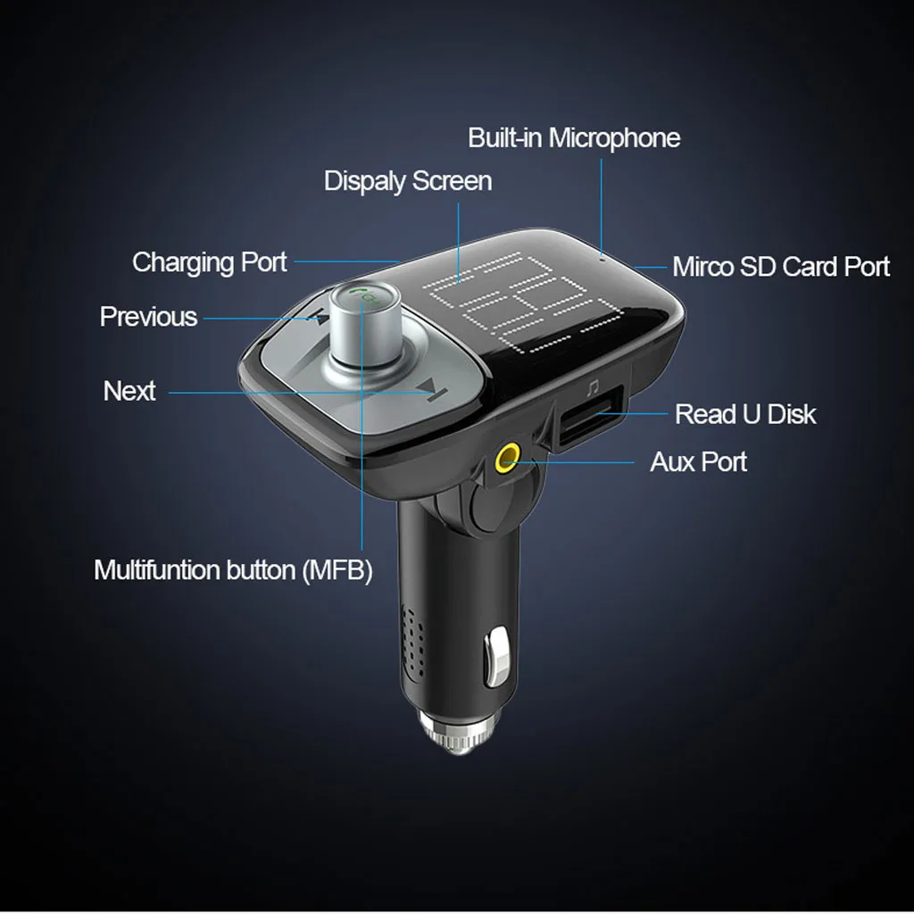 12 V-24 V автомобильный комплект громкой связи Bluetooth fm-передатчик комплект MP3-плеер модулятор автомобильное зарядное устройство двойной USB музыкальный аудио приемник#803