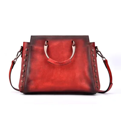 Style A WERAIMJX винтажные сумки для женщин новые высококачественные женские сумки из натуральной кожи модные сумки с заклепками на плечо и через плечо - Цвет: Style A