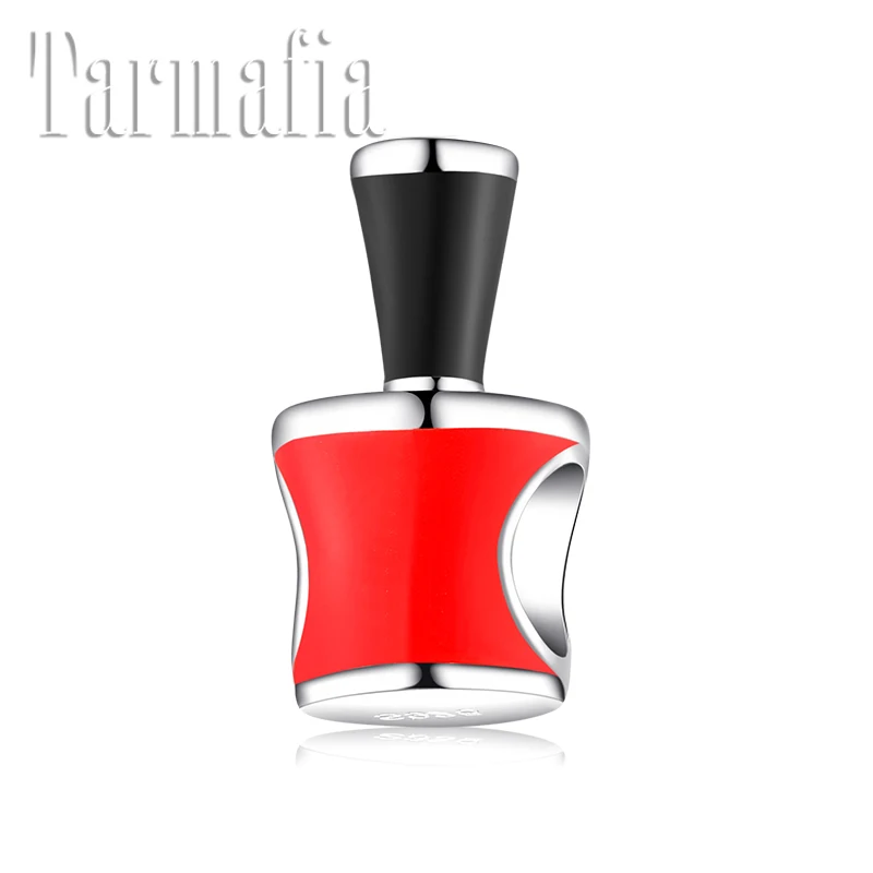 

Fashion Women 925 Sterling Silver red nail polish bottle shape Enamel beads Fit Original Pandora Charm Bracelet Jewelry making