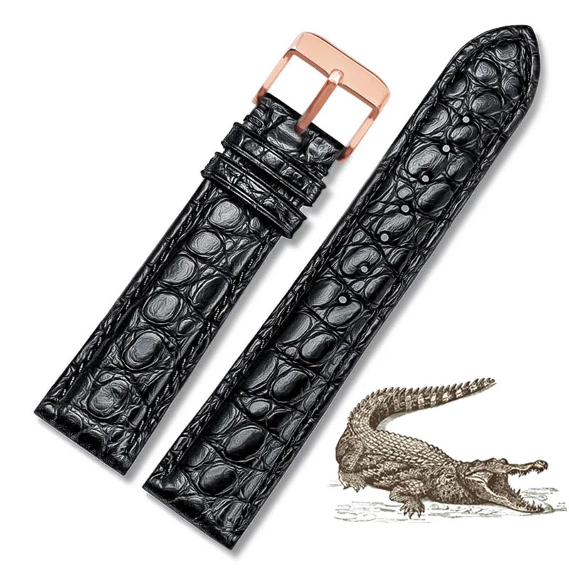 OTMENG высокое качество ремешок для часов 18 мм 19 мм 20 мм 21 мм 22 мм ремешок из крокодиловой кожи Подходит для всех брендов часы браслет - Цвет ремешка: Blue pink
