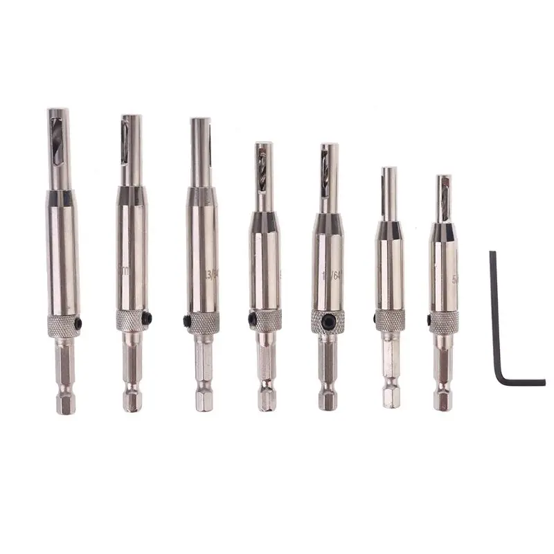 8 8 Pcs Center Doors Self Centering Hinge Tapper Core Drill Hole Puncher Woodworking Tool 5/64'' 7/64'' 9/64'' 11/64'' 13/64''