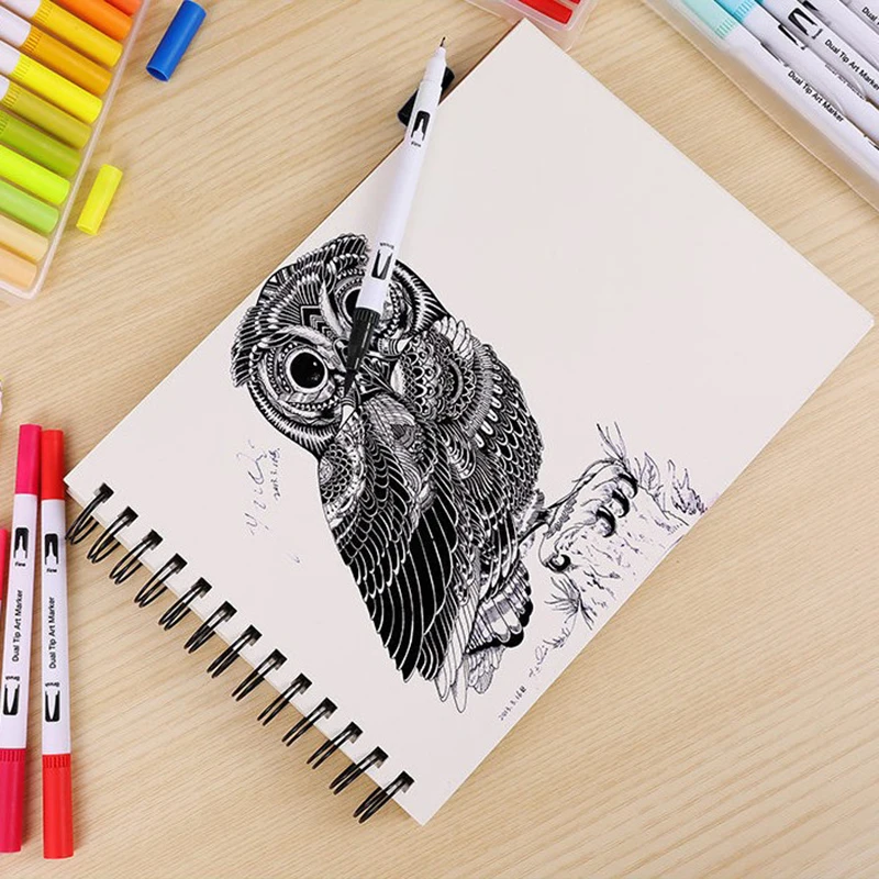 100 цветов Fineliner художественные маркеры ручки для рисования акварельные двойные кончики кисти ручка школьные канцелярские принадлежности