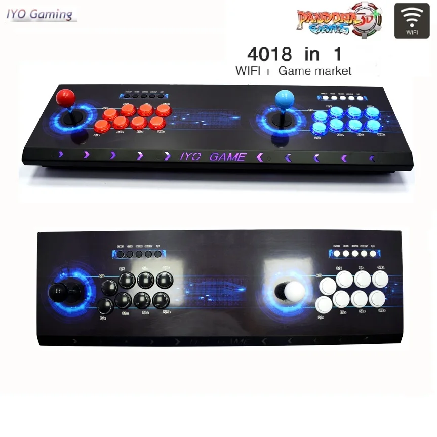 IYO Pandora Box 3D Plus WiFi Arcade Box 4018 168*3D Games Zero Delay 6/8 Buttons Joystick 2 Player Controller Arcade Console