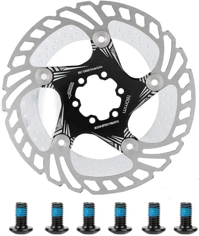 Велосипедный тормозной диск, 140/160/180/203 мм 6 Болты горный велосипед Тип плавающий Велосипедный тормозной диск Pad Велоспорт аксессуар - Цвет: Black 180mm