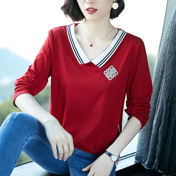 

2020 Simple Big Code Waist Cover Belly T Shirt Female