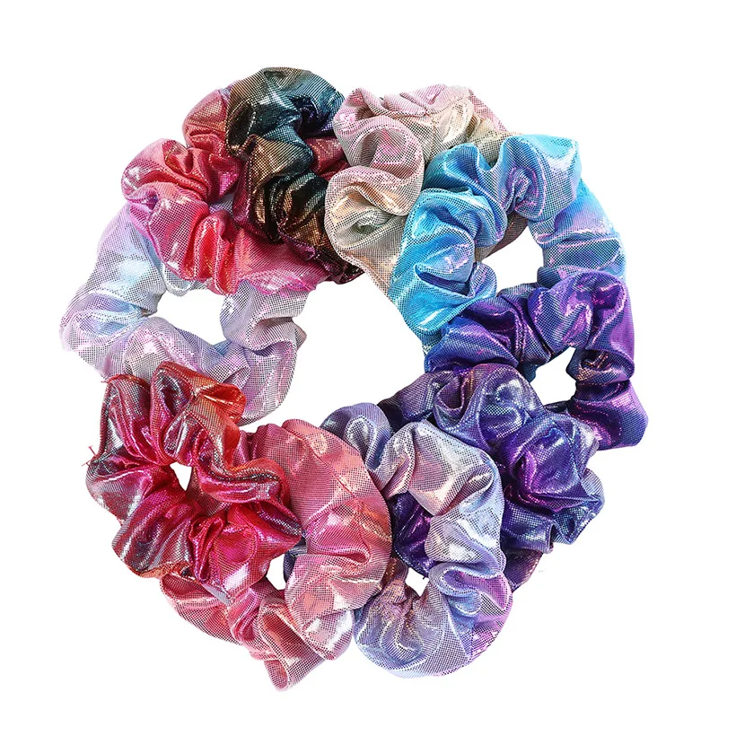 LEVAO 10PCS/lot Glitter Scrunchie Hair Band Women Headband Shiny Rubber Bands Elastic Hair Ring Girls Hair Accessories Headwear - Цвет: Random Color