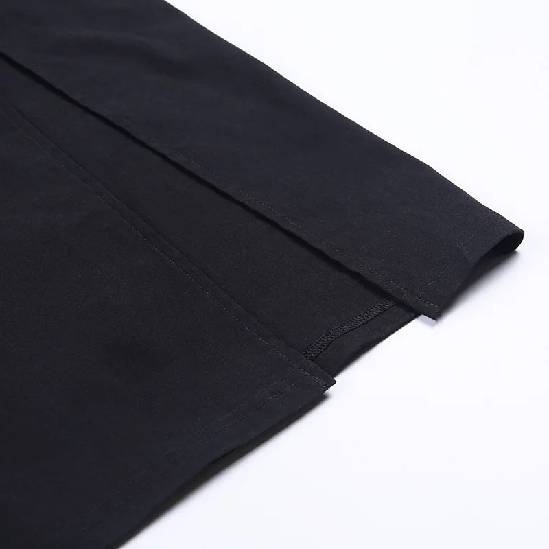 DEAT осень зима Длинное Пышное черное платье с v-образным вырезом и высокой талией с поясом для женщин MH166