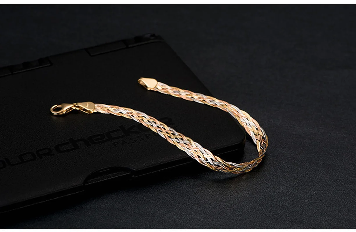 Высококлассные 18k настоящие Твердые настоящие золотые AU750 тройное волнообразные браслеты браслет для женщин модный подарок для ювелирных изделий
