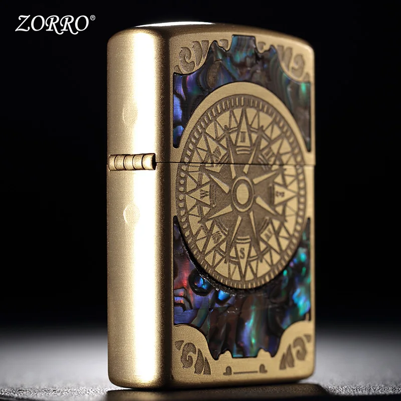 Lighter, creative colourful compass, retro sand wheel, pure copper, kerosene lighter, male boyfriend