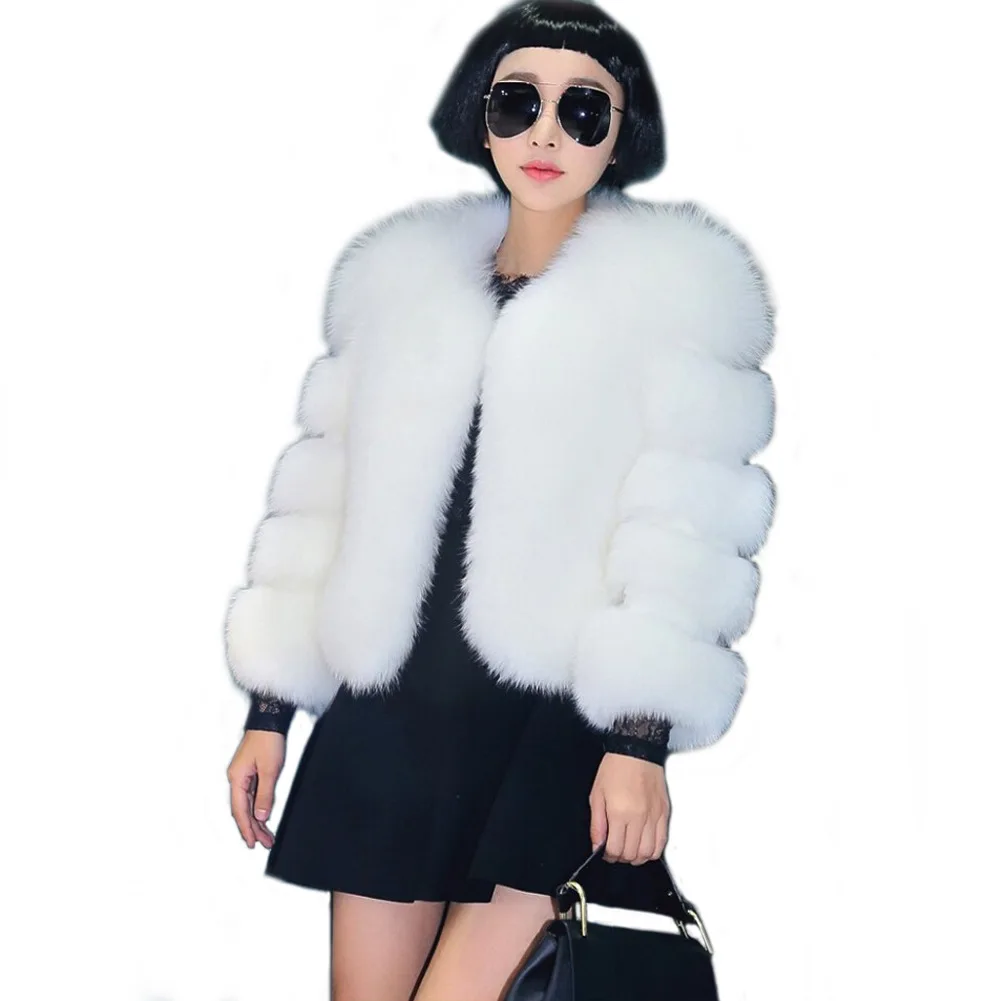 Women's spliced fur coat artificial leather multi-color fish - Цвет: Белый