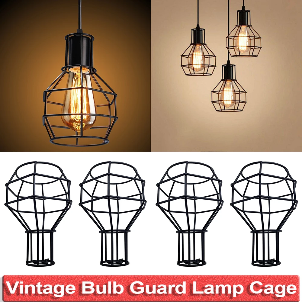

Vintage Lamp Shade Bulb Guard Lamp Cage Metal Pendant Ceiling Light Wall Lamp Guard Black/Gold diamond shape hanging shade D30