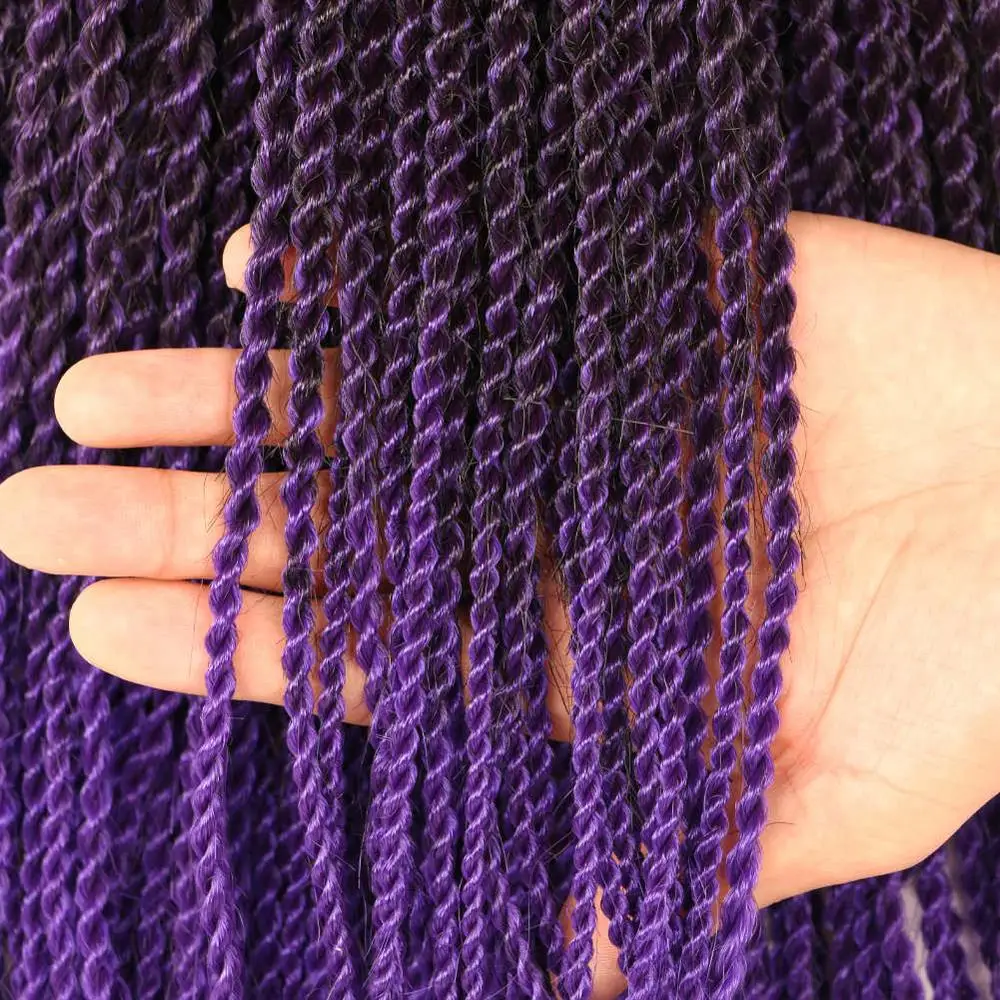 30 корней Сенегальские закрученные крючком косички Сенегальские закрученные волосы плетение наращивание волос Сенегальские вязанные крючком скрученные волосы - Цвет: T1B/фиолетовый