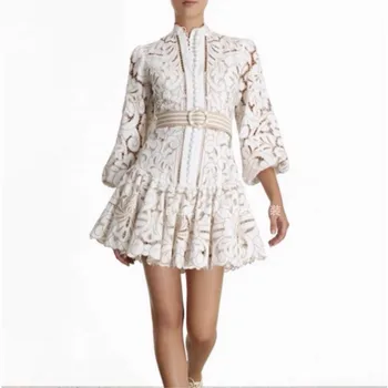 

New arrival Runway brand Self Portrait high quality elegant Party Dress Women hollow out luxury Lantern sleeve Dresses vestidos