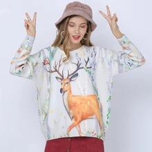 Fashion Milu Pattern Printed Women Sweater 2020 Autumn Winter Loose Knitting Pullovers Ladies Casual Jumper Tops New Ropa Mujer