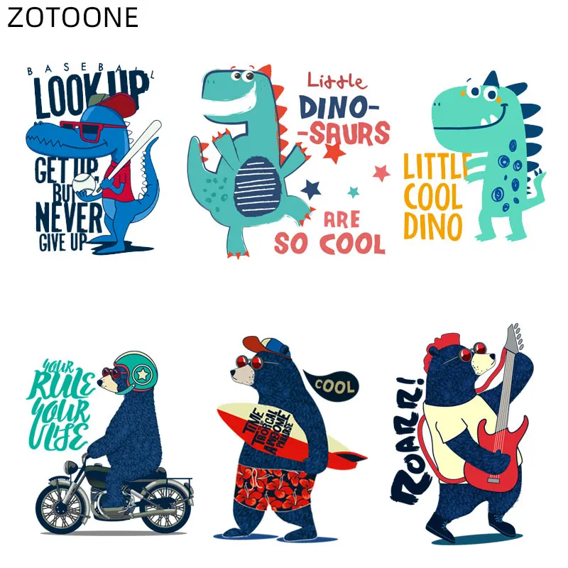 Термотрансферы ZOTOONE Bear нашивки в виде динозавра наклейки для одежды аппликации