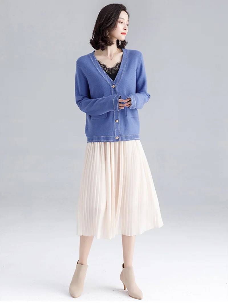 Women Caridgan Sweaters V Neck Solid Causal Knitwear Single Breasted Casual Knit Cardigan Outwear Winter Jacket Coat AA4996