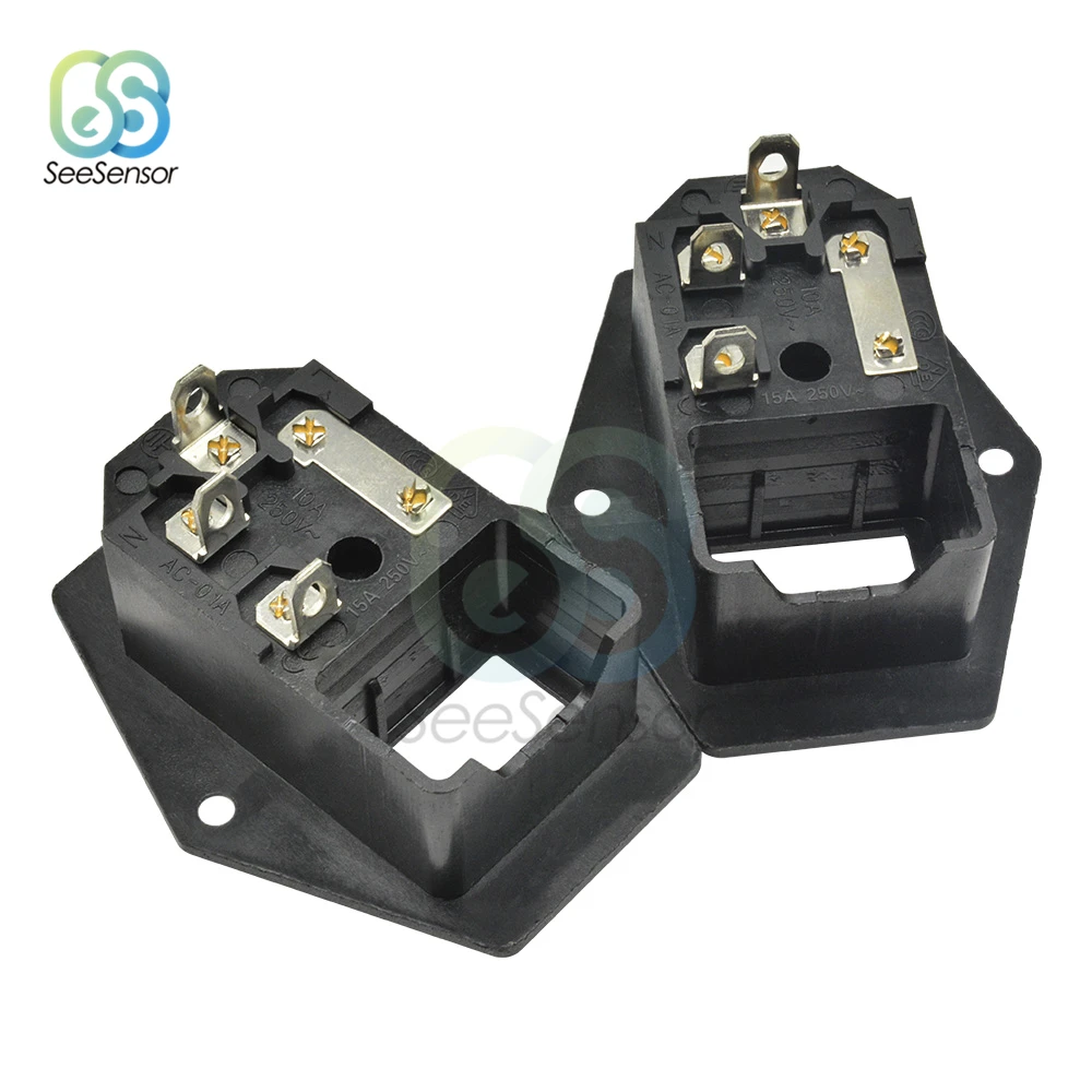 10A 250VAC 3 Pin AC-01 входной разъем розетка питания гнездо держателя плавкого предохранителя разъем с кулисный переключатель интерфейс