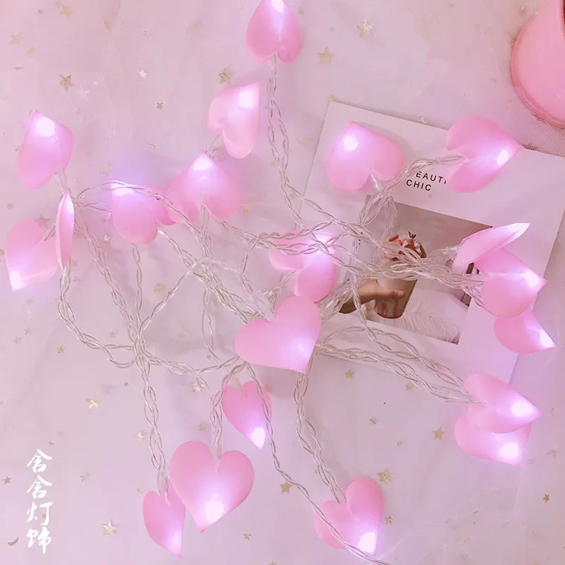 

heart peach lamp string lamp LED love lamp string room decoration flashlight girl heart shooting props battery light