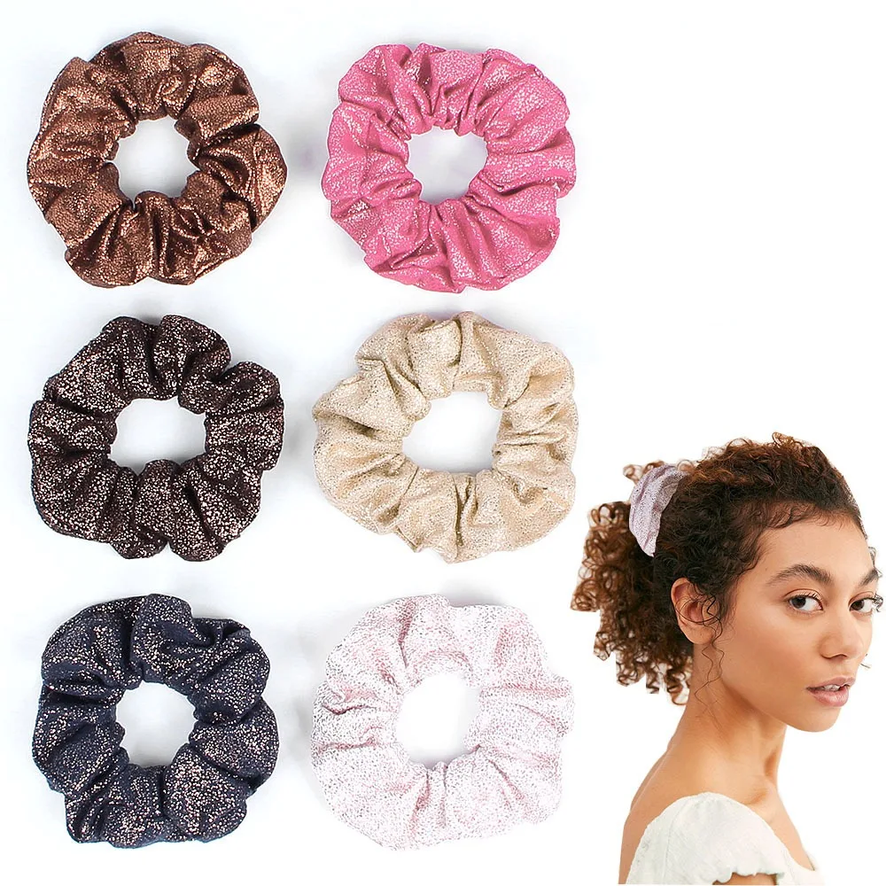 Vintage Women Solid Color Hair Scrunchies Big Colorful Elastic Hair Bands Ponytail Holder Hair Accessories Headwear