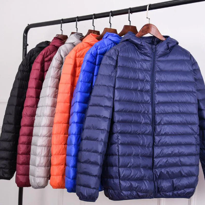 얇고 가벼운 후드 다운 재킷 남성용 플러스 사이즈 겨울 재킷, 9XL 12XL 11XL 10XL, 대형 코트