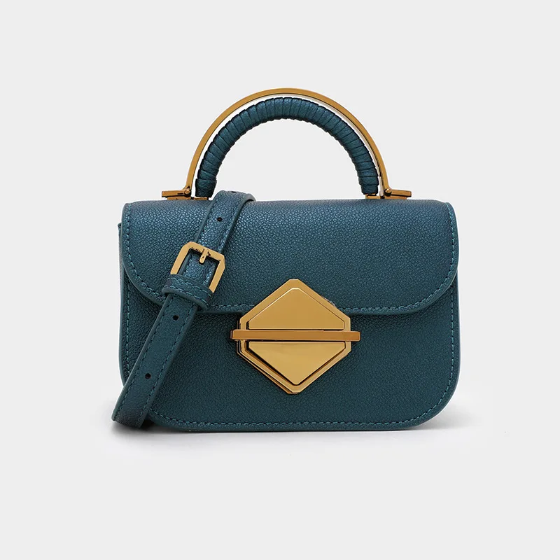 

2019 new fashion women's bag duck mouth lock simple versatile shoulder bag diagonal cross bag small square bag