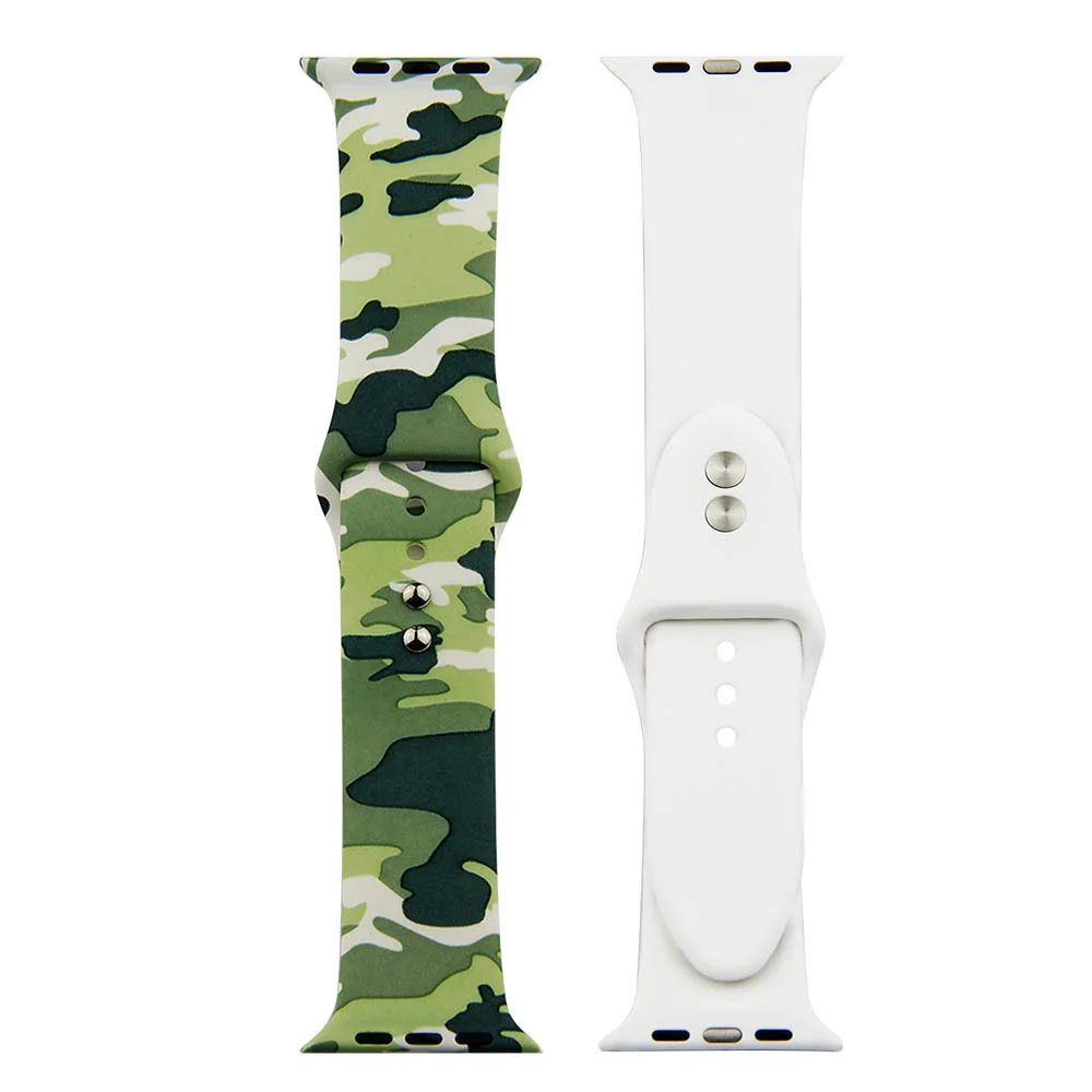 Style 12 Watchband Спортивные полосы ALPQ с цветочным принтом для Apple watch Series 5 4 3 2 1 40 мм 44 мм силиконовый ремешок с принтом для iWatch 38 мм 42 мм - Цвет ремешка: Style 12 Watchband