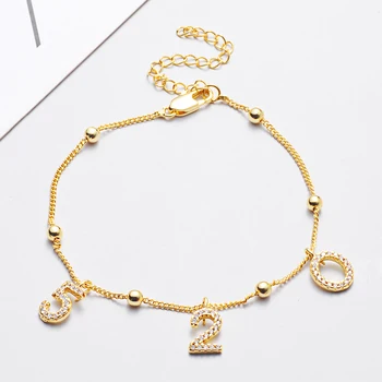 

2pcs/lot Brass 1.2mm Thickness Bead Chain Luck Number 520 Bracelets For Women Men DIY Jewelry Making Couple Gift 16+5cm