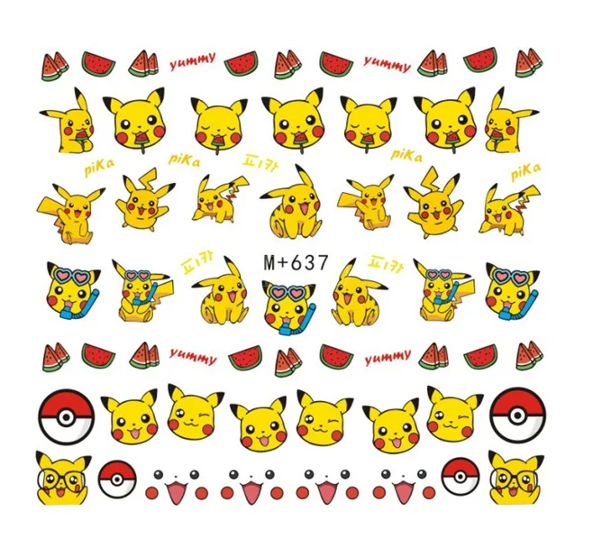 

Nail Sticker Water Decals Nails Art Tattoo Slider Lovely Pikachu Cartoon Anime Designs Decorations Manicure Transfer Foil Wraps
